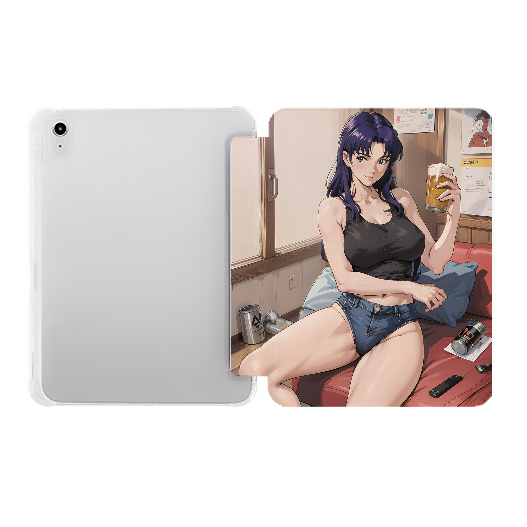 （画像用） EVA 新世紀エヴァンゲリオン IPad ケース ペン収納付き 三つ折りスタンド PUレザー×シリコン 対応機種9.5/10.5/10.9インチ